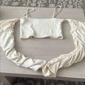 OH POLLY Cream Ribbed Top